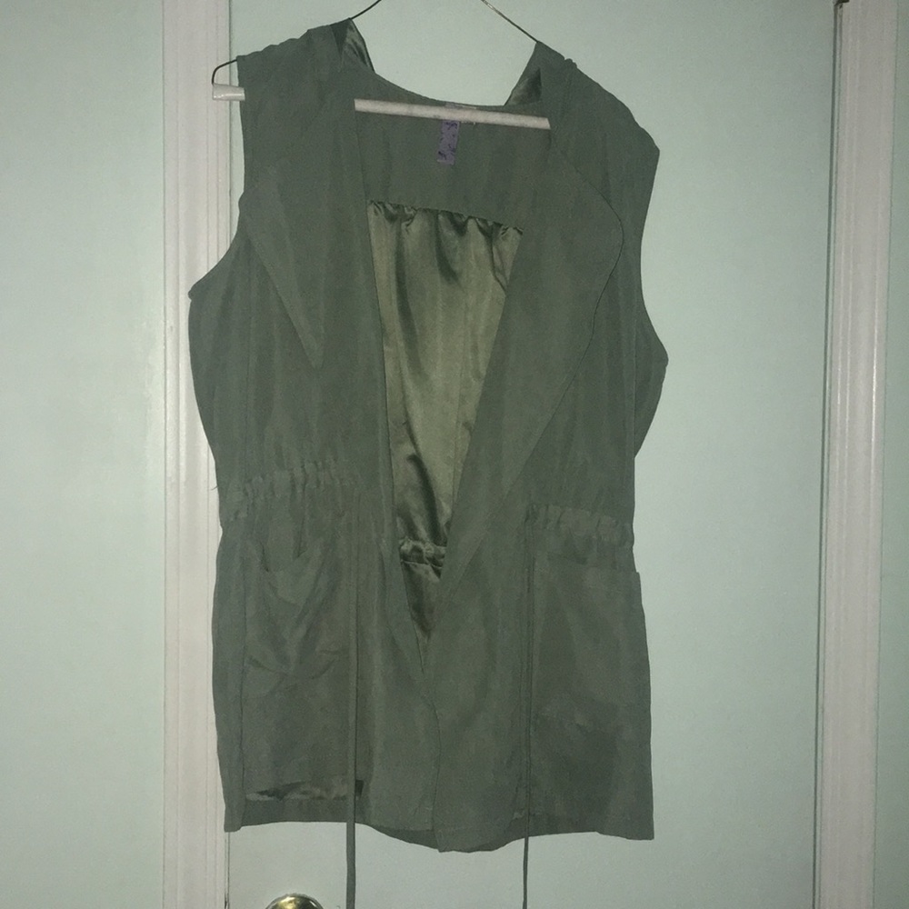 Francesca’s Army green suede vest